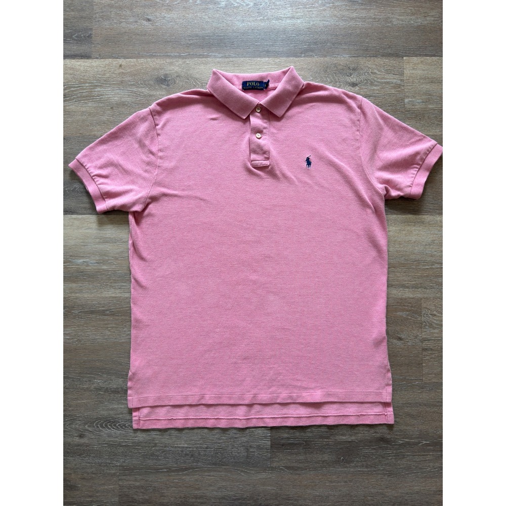 Polo Ralph Lauren Mens Pink Cotton Pique Short Sleeve Polo Shirt Large L